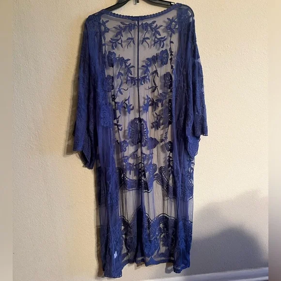 DAVI & DANI Navy Embroidered Cover-Up - Picture 2 of 3